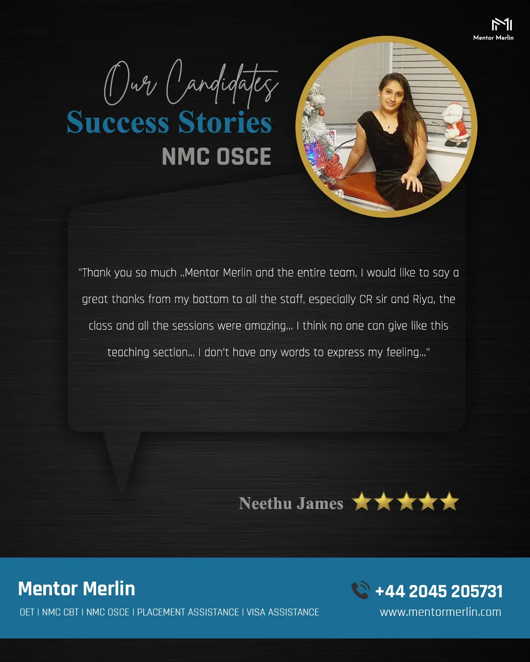 Candidate success story and recommendation.