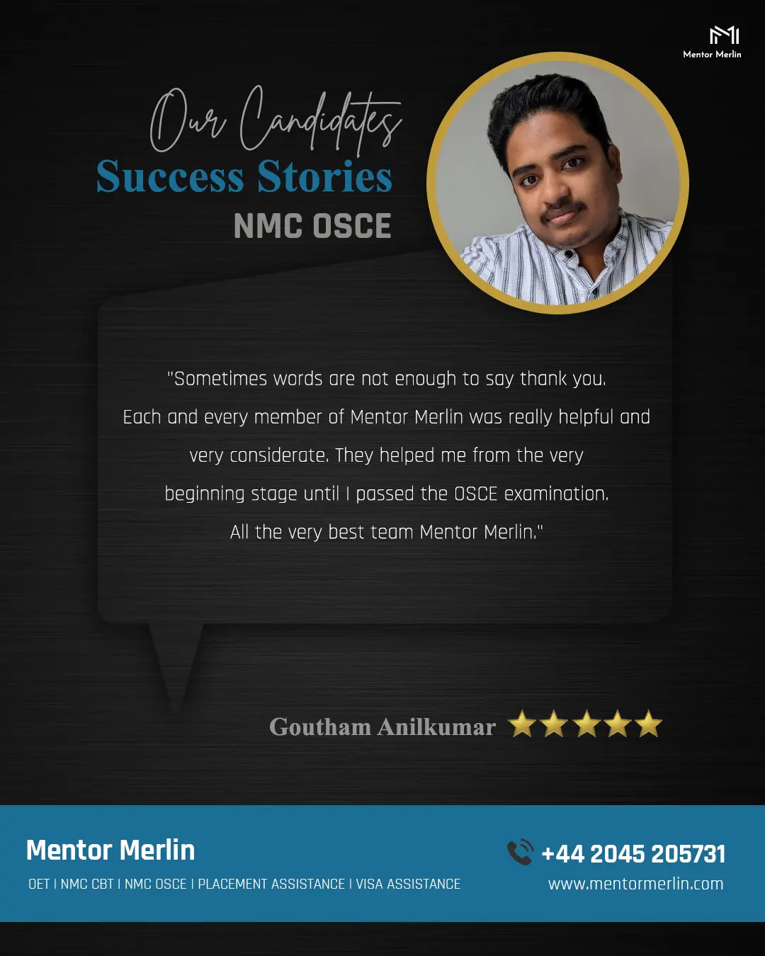 Candidate success story and recommendation.