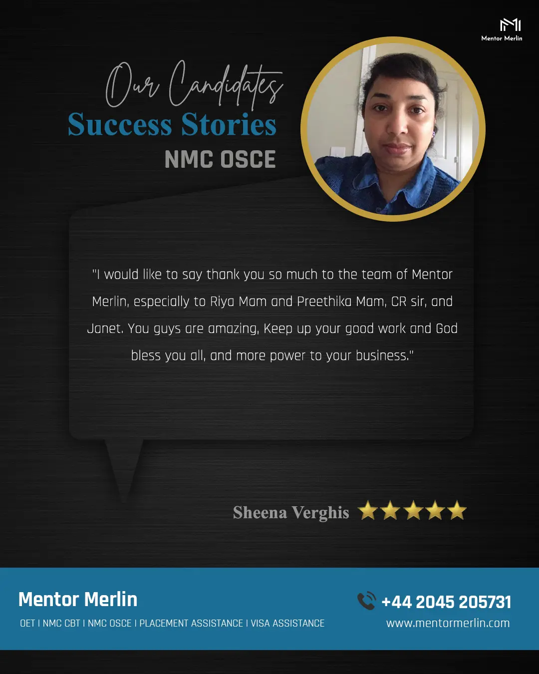 Candidate success story and recommendation.